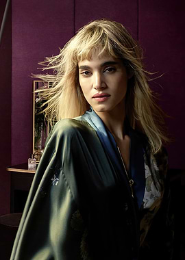 sofia boutella in Green Robe Portrait