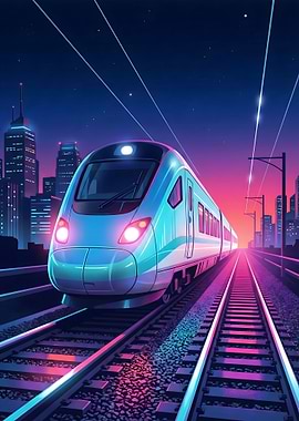 Futuristic Train at Night