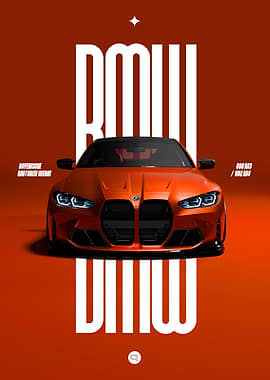 BMW G80 M3 / G82 M4 Orange Car Poster