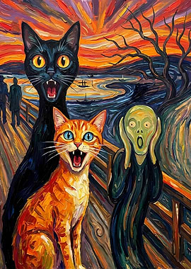 Cats Scream Painting