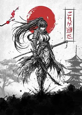 Red Moon Samurai Girl