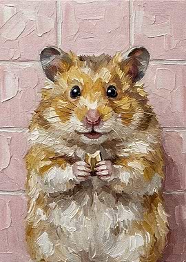 Hamster eating seed painting