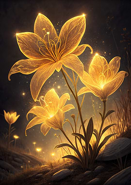 Golden Glowing Flowers