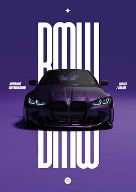 Purple BMW G80 M3 / G82 M4 Car Poster