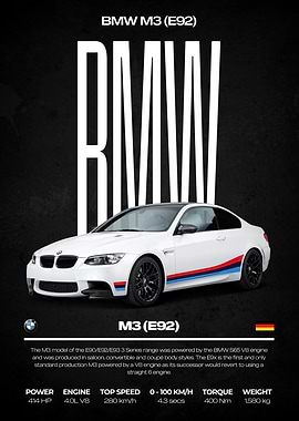BMW M3 (E92) Car Poster