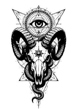 Ram Skull with Snake and Eye