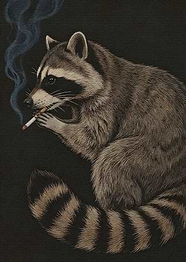 Smoking Raccoon Art
