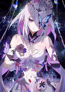 Honkai Star Rail Girl with Butterflies and Flowers