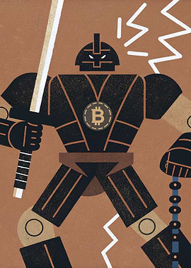 Bitcoin Samurai Robot Illustration