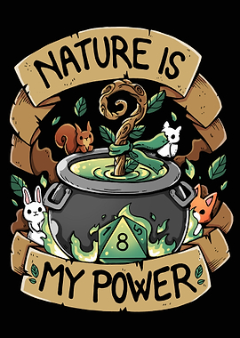 Nature is My Power Cartoon Illustration