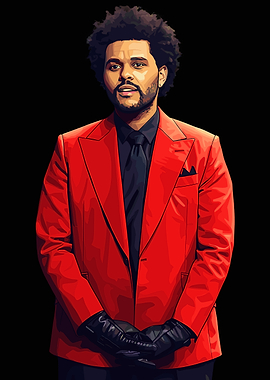 The Weeknd in Red Suit