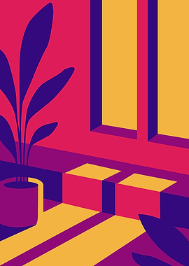 Geometric Room with Plant