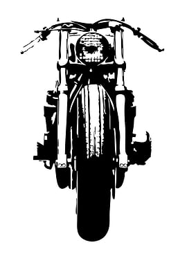 Black and White Motorcycle Illustration