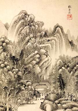 Chinese Mountains Landscape Painting Wang Shimin