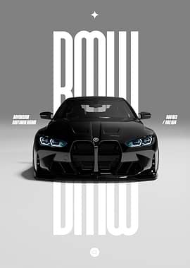 BMW G80 M3 / G82 M4 Black Car Poster