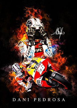 Dani Pedrosa Motorcycle Racing Portrait