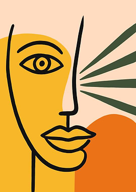 Abstract Face Line Art