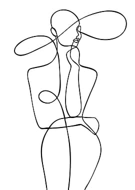 Elegant Woman Line Art with Hat