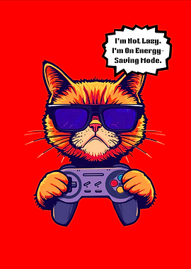 Cool Cat Gamer in Energy-Saving Mode