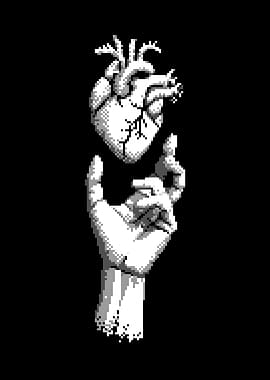 Pixel Art Heart in Hand
