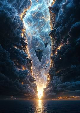 Dramatic Sky with Floating Islands