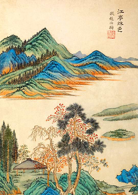 Chinese Mountains Landscape Painting Wang Shimin