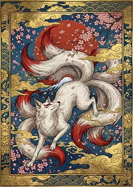 Nine-tailed Fox with Cherry Blossoms