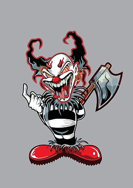 Creepy Clown with Axe Illustration