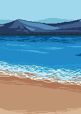 Pixel Art Beach Landscape