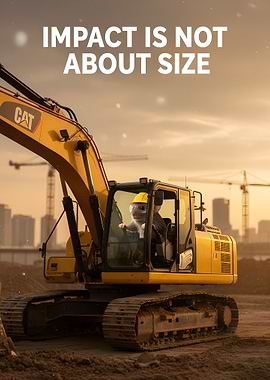 Hamster driving excavator, construction site