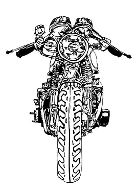 Motorcycle Front View Black and White