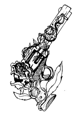 Gun and Roses Black and White