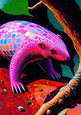 Colorful Pangolin in a Vivid Forest