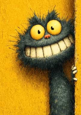 Cartoon Cat with Big Smile