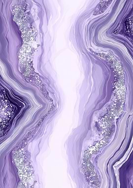 Purple Agate Geode with Silver Glitter