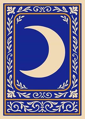 Crescent Moon with Floral Border