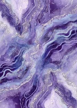 Purple and Silver Amethyst Agate Geode Art
