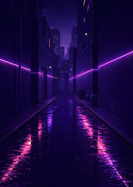 Neon Alleyway at Night
