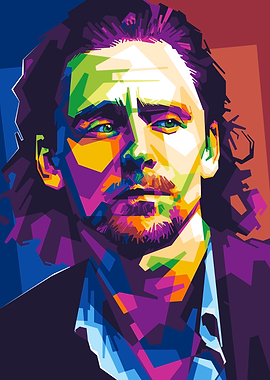Tom Hiddleston Colorful Portrait (WPAP)