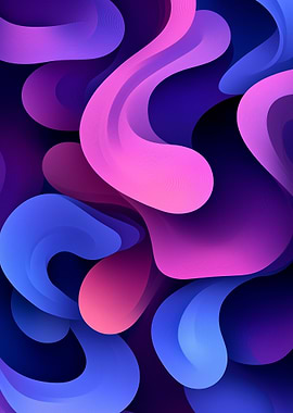 Abstract Fluid Shapes in Pink and Blue
