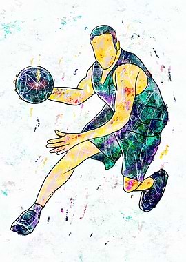 Basketball Player Watercolor Art