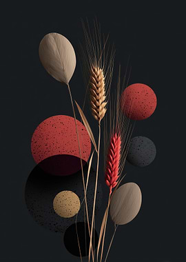 Abstract Floral Arrangement with Geometric Shapes