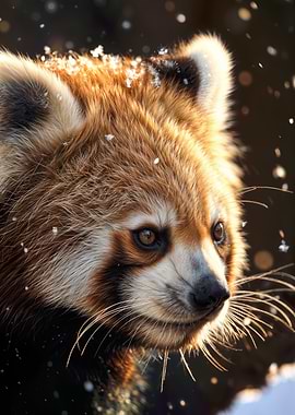 Red Panda Portrait in Winter