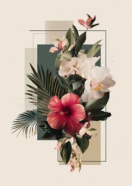 Floral Arrangement with Geometric Shapes