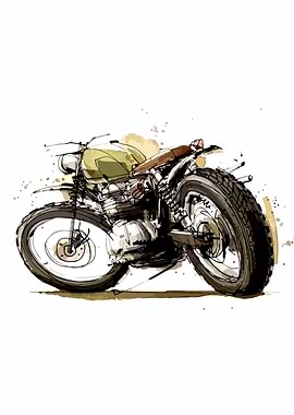 Watercolor Motorcycle Illustration