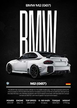 BMW M2 (G87) Car Poster
