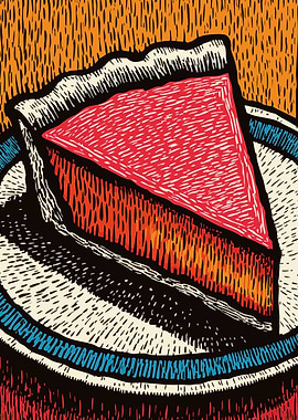 Pumpkin Pie - Christmas Woodcut Illustration