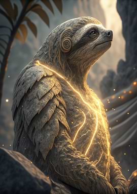 Stone Sloth with Glowing Energy