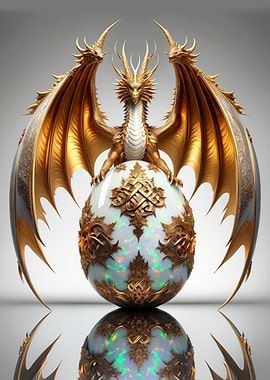Golden Dragon on Opal Egg