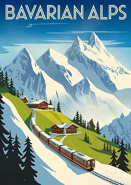 Bavarian Alps Travel Poster